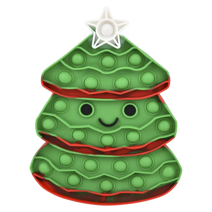 Christmas tree jumbo bubble popper 48-pack (9") group view of Christmas tree shaped poppers