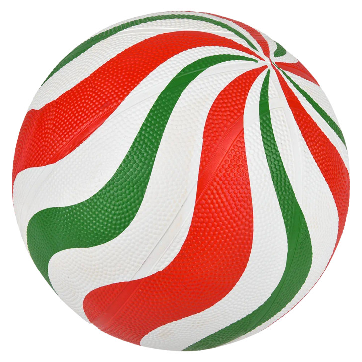 Peppermint reg. basketball 25-pack (9.5") left-angle view of peppermint patterned basketball