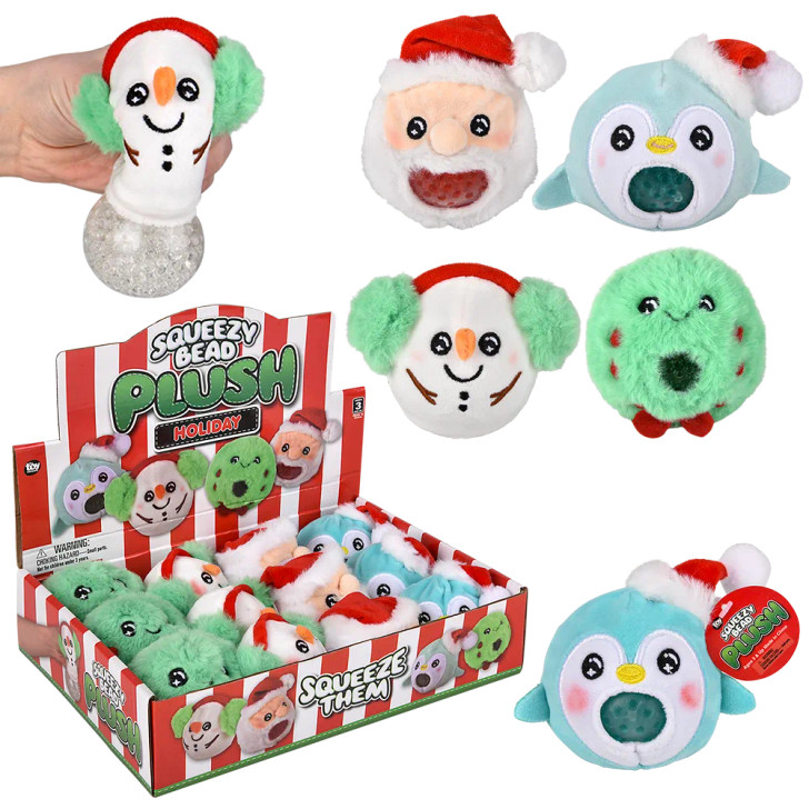 Christmas Squeezy Bead Plush 3" Each