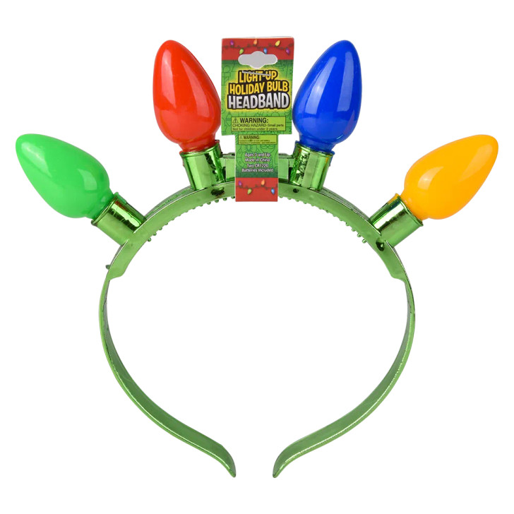 Light-Up Christmas Bulb Headbands Bulk Party Favors