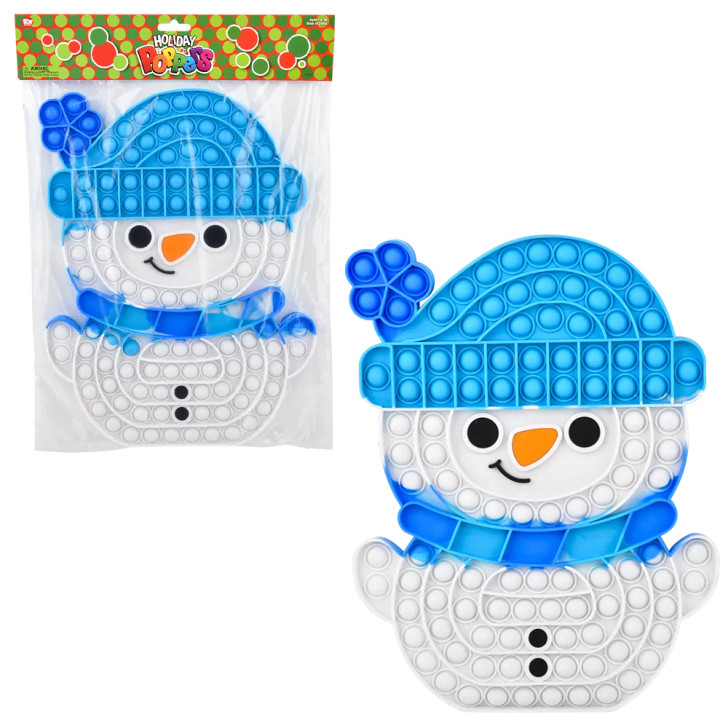 Snowman Mega Bubble Popper Blue 24 Pcs Bulk - 13" Christmas Holiday Toys & Gifts