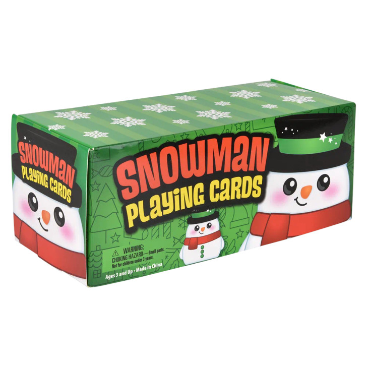 Snowman playing cards 144-pack (3 inch) Christmas in-hand view of snowman playing cards