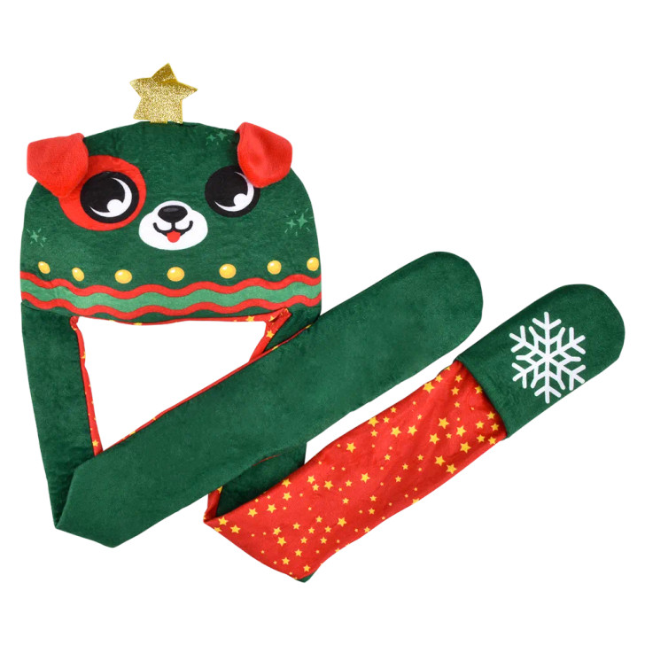 Light-Up Christmas Plush Hoodie Scarves for Claw Machines and Prize Counters