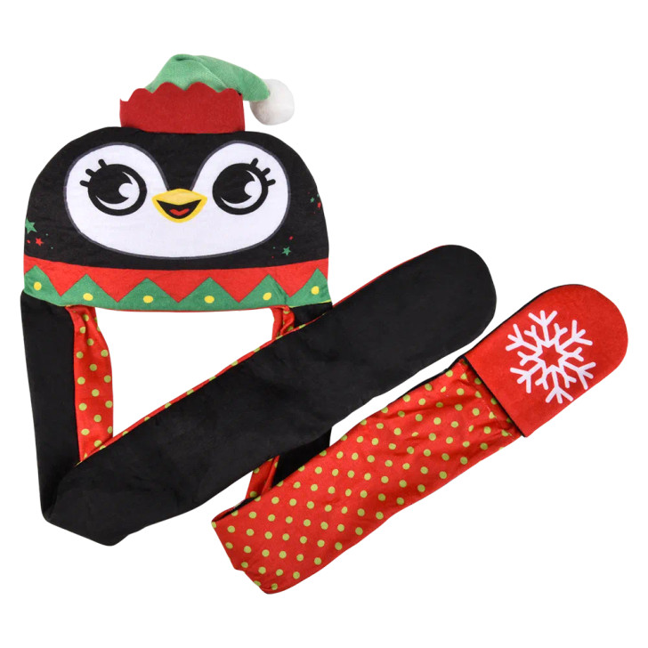Light-Up Christmas Plush Hoodie Scarves Bulk Carnival Prizes