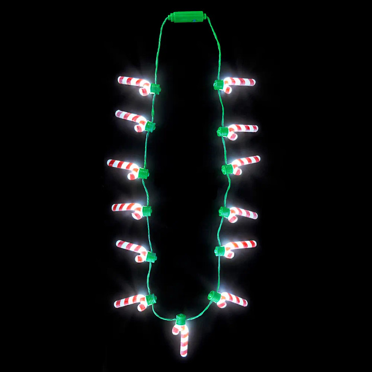 Christmas Light-Up Candy Cane Necklaces Wholesale Case of 48