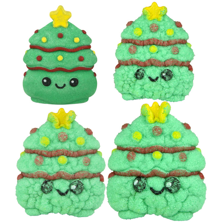 Christmas growing characters 144-pack (2 inch) right-angle view of growing characters including santa snowman reindeer elf