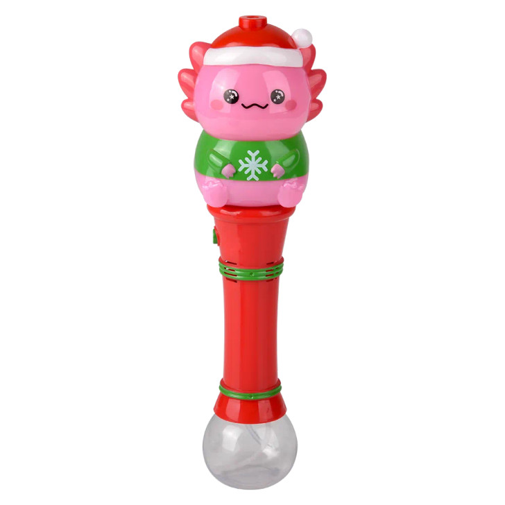 Light-Up Christmas Axolotl Bubble Wand Toys Bulk Party Favors