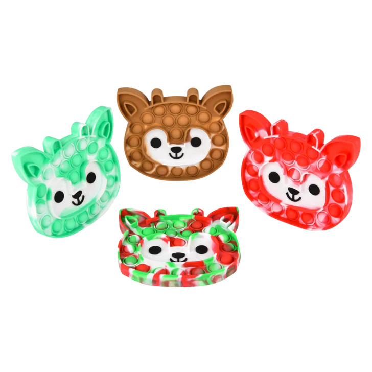 Christmas Reindeer Bubble Popper Toys - 6 Inch - Case of 144 - Assorted Colors