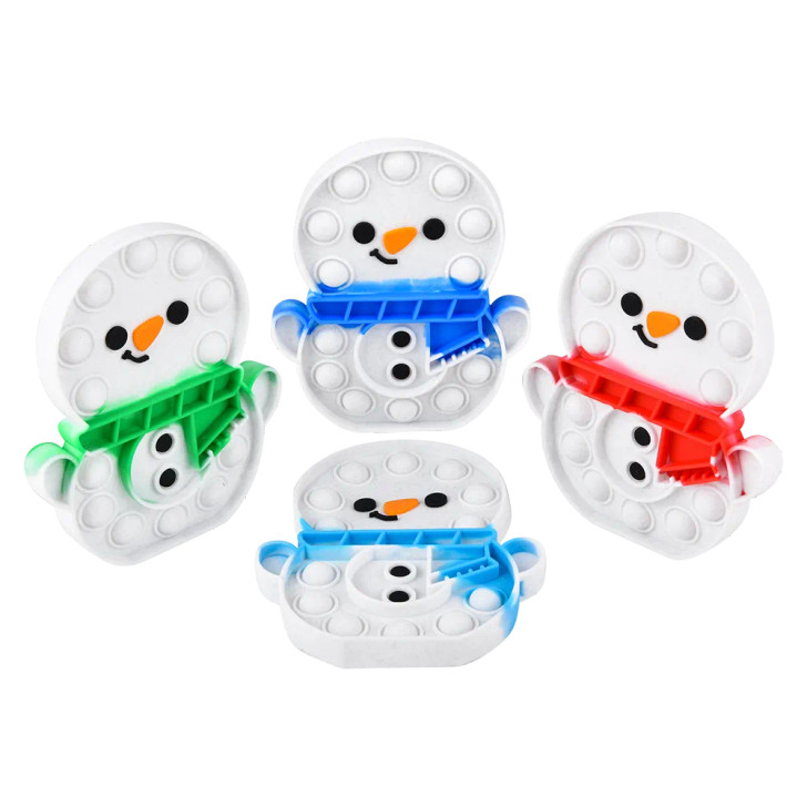 Christmas Snowman Bubble Popper Toys - 6 Inch - Case of 144 - Assorted Colors