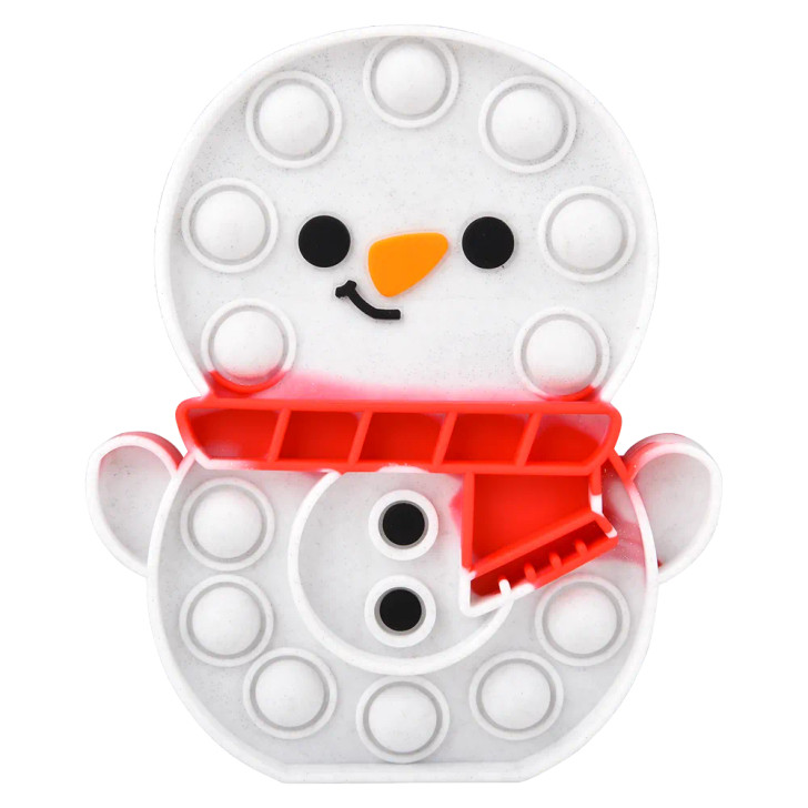 Snowman bubble poppers 144-pack (6") bulk closeup view of snowman shaped popper
