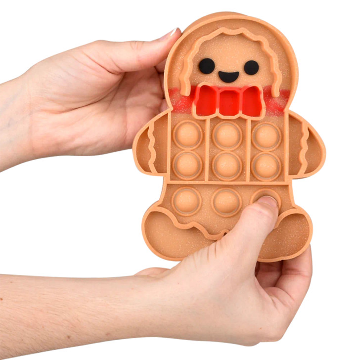 Christmas Gingerbread Man Glitter Bubble Popper Toys Bulk Carnival Prizes