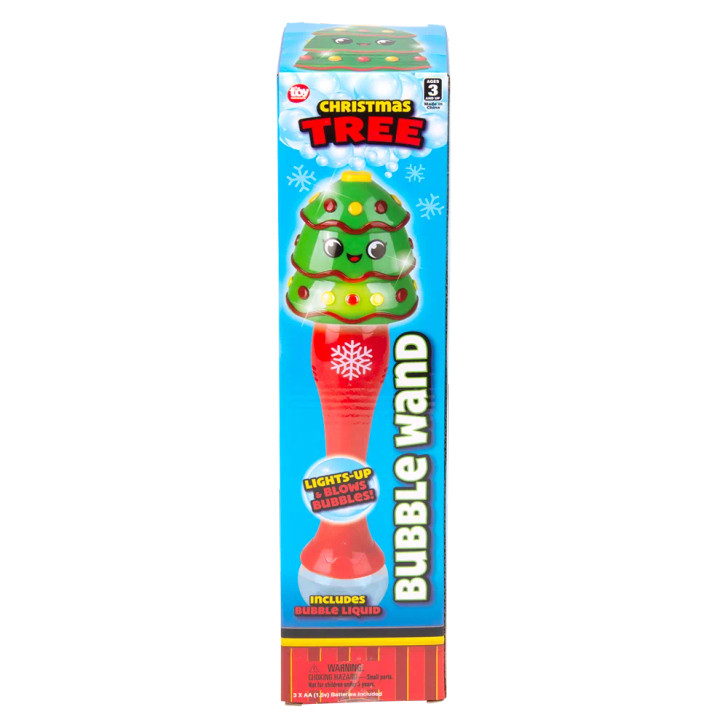 Light-up Christmas tree bubble wand 24-pack overhead view of tree topped bubble wand