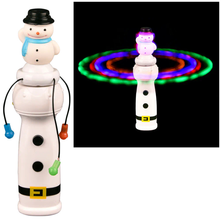 Light-Up Snowman Spinning Orbit Wand 96 Pcs Bulk - 7.5" Christmas Party Favors & Decorations