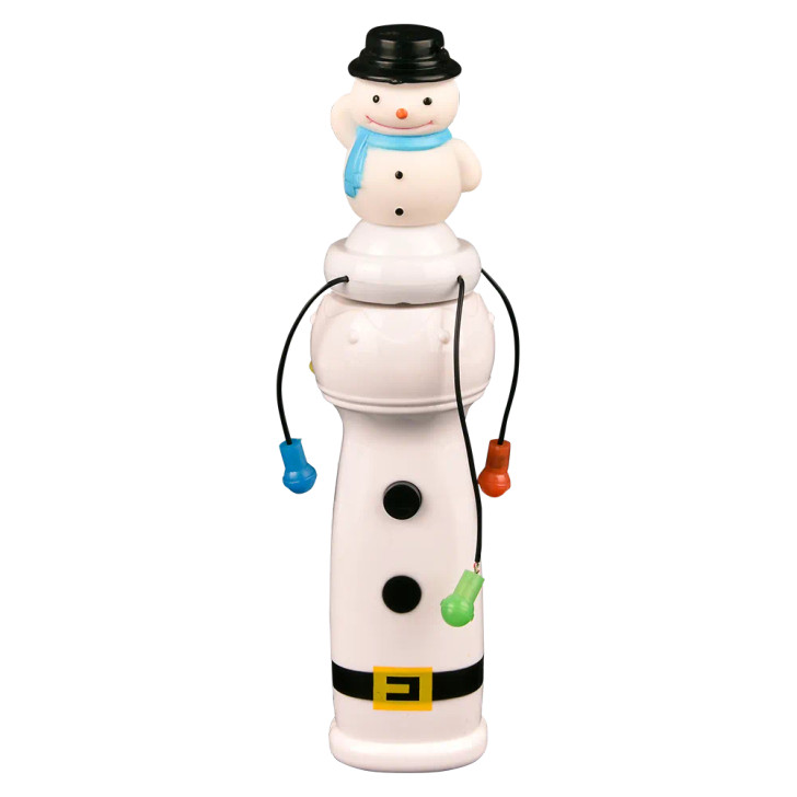 Light-up swirl Snowman spinning orbit wand 96-pack (7.5 inch) right-angle view of snowman orbit wand with lights