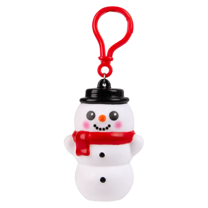 Light-up Snowman clip-on 144-pack assorted (3 inch) right-angle view of snowman clip-on with lights