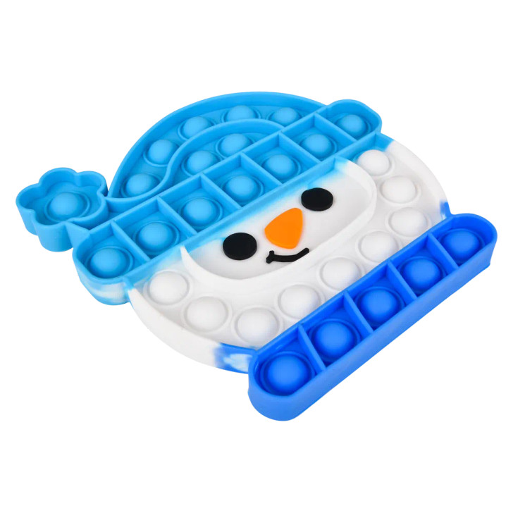 Snowman winter hat bubble poppers 144-pack (6") blue at angle