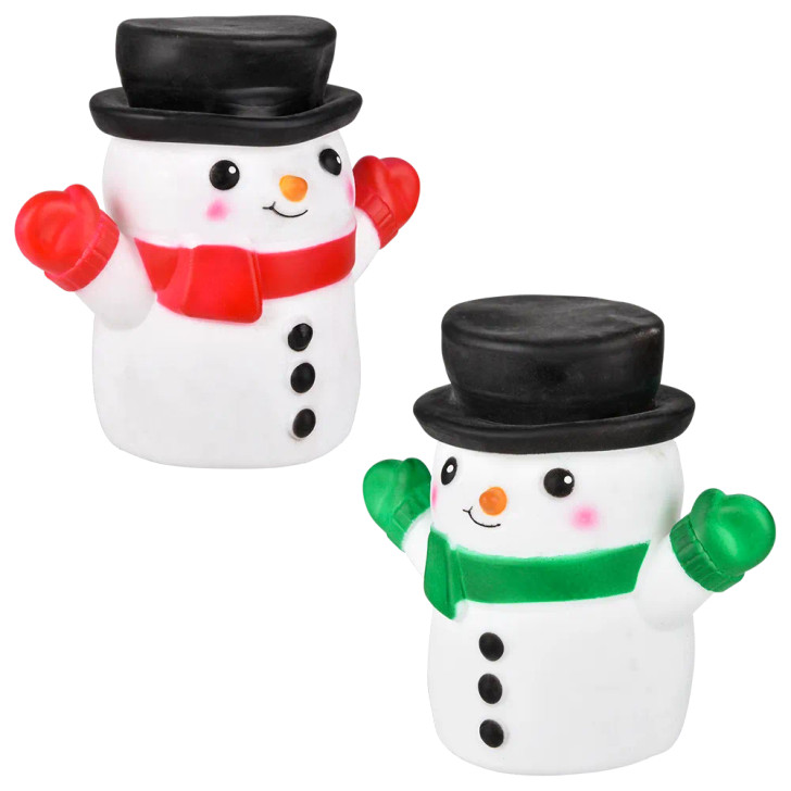 Snowman stretchy hand puppet 96-pack (6 inch) right-angle view of snowman hand puppet