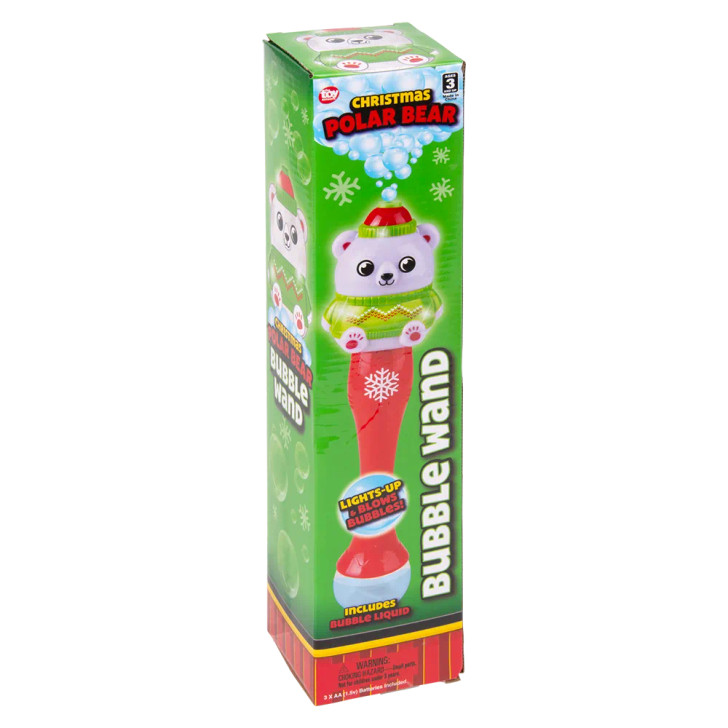 Light-Up Christmas Polar Bear Bubble Wand Toys for Claw Machines and Prize Counters