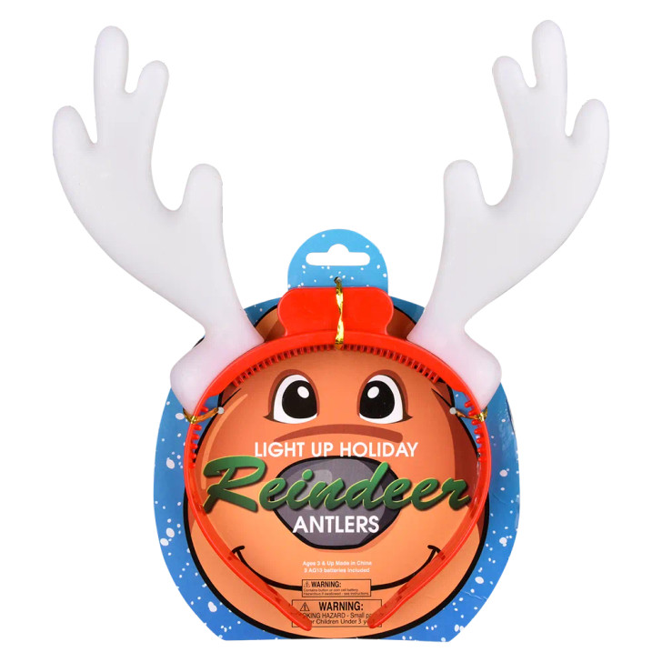 Light-up Reindeer antlers 60-pack (10 inch) overhead view of reindeer antlers with lights