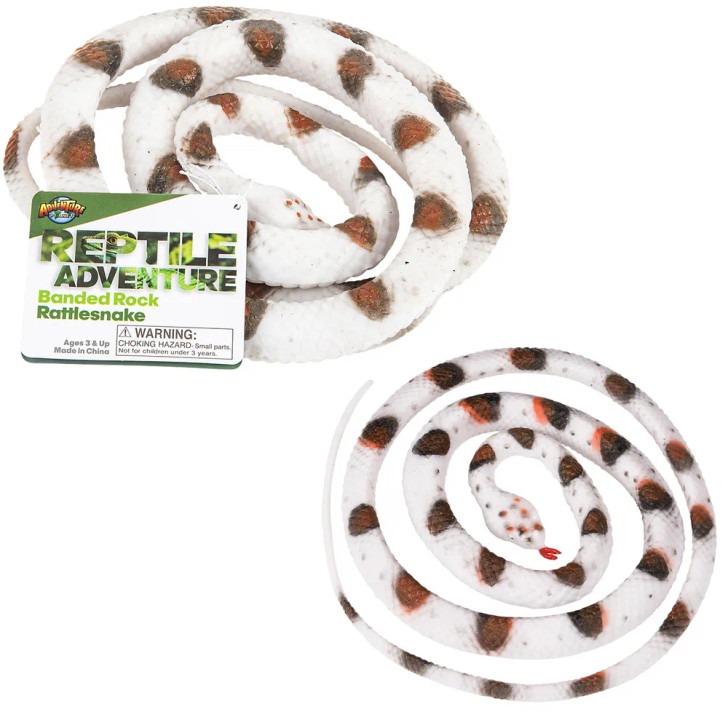 Snake Rubber 48" Banded Rock Rattle - 48 Pcs Bulk Reptile Toy Gifts