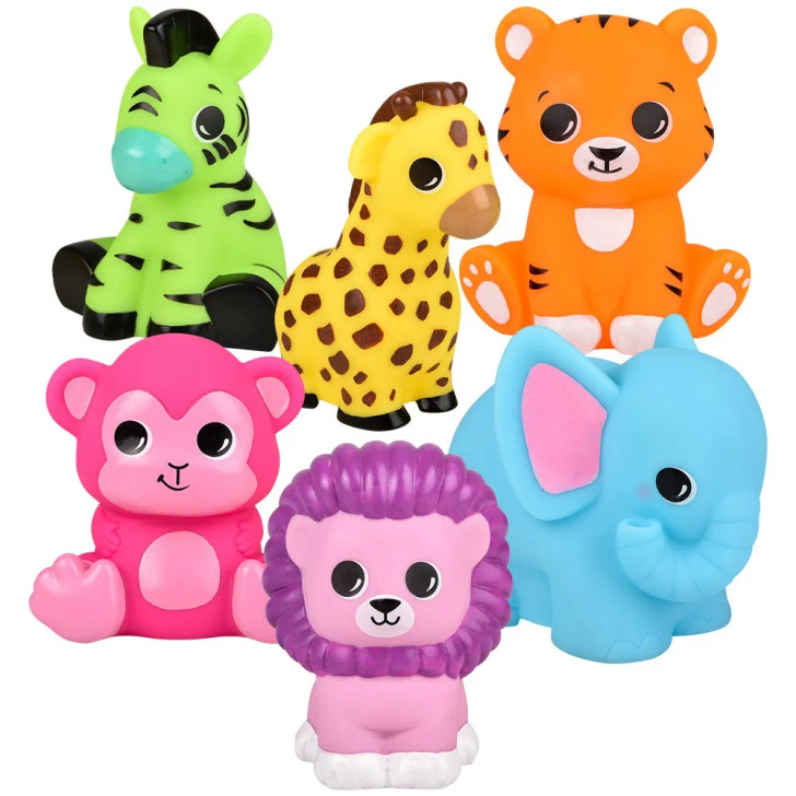 Big Rubber Zoo Animal Collectible Toys Mix - 6.5 Inch - Case of 72
