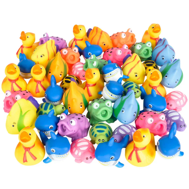 Rubber Water Squirting Toy Assortment 2-2.5" - 600 Pcs Bulk Toy Gifts