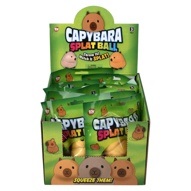 Splat capybara 2.5" 144 pcs bulk toy gifts 3 assorted colors inner display case.
