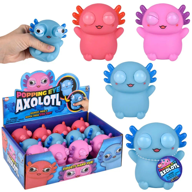 Popping Eye Axolotl 3" - 144 Pcs Bulk Fidget Toy Gifts