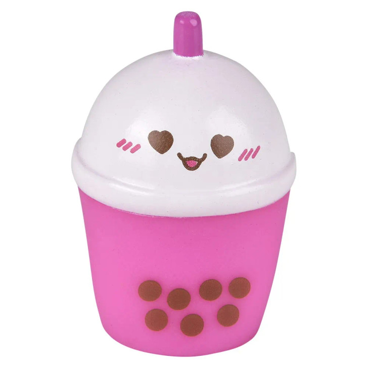 Rubber bubble tea assortment 2" 500 pcs bulk collectible toy gifts pink.