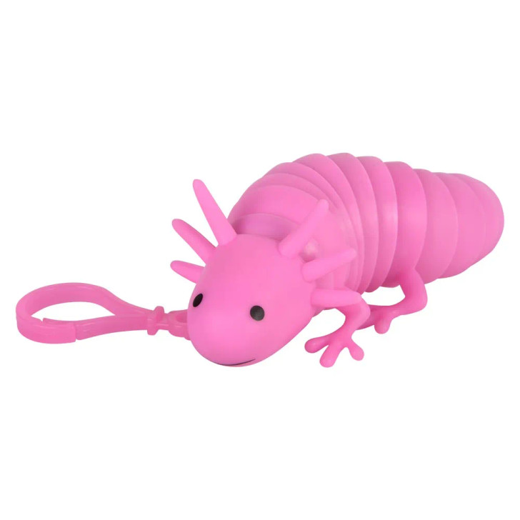 Wiggle sensory axolotl backpack clip 4" 144 pcs bulk toy gifts 4 assorted colors pink angle.