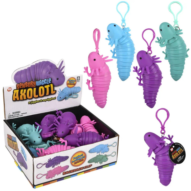 Wiggle Sensory Axolotl Backpack Clips 4" Each