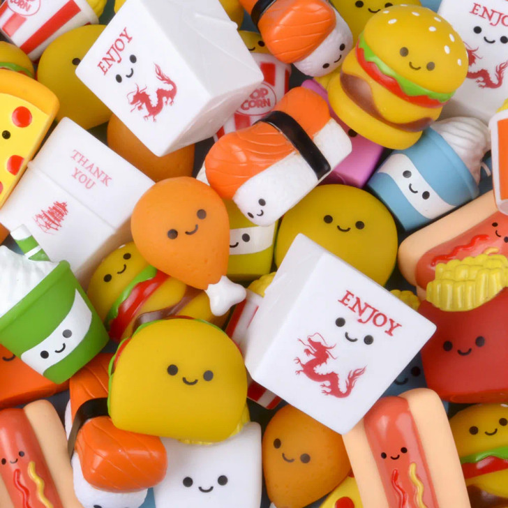 Rubber Fast Food Collectible 2" - 500 Pcs Bulk Assorted Toy Gifts