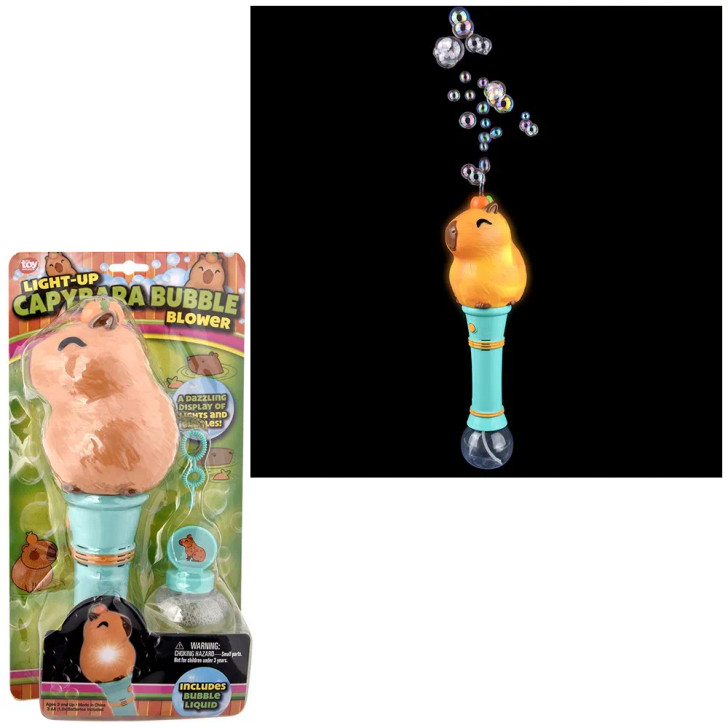 Light-Up Capybara Bubble Wand 13" - 24 Pcs Bulk Toy Gifts