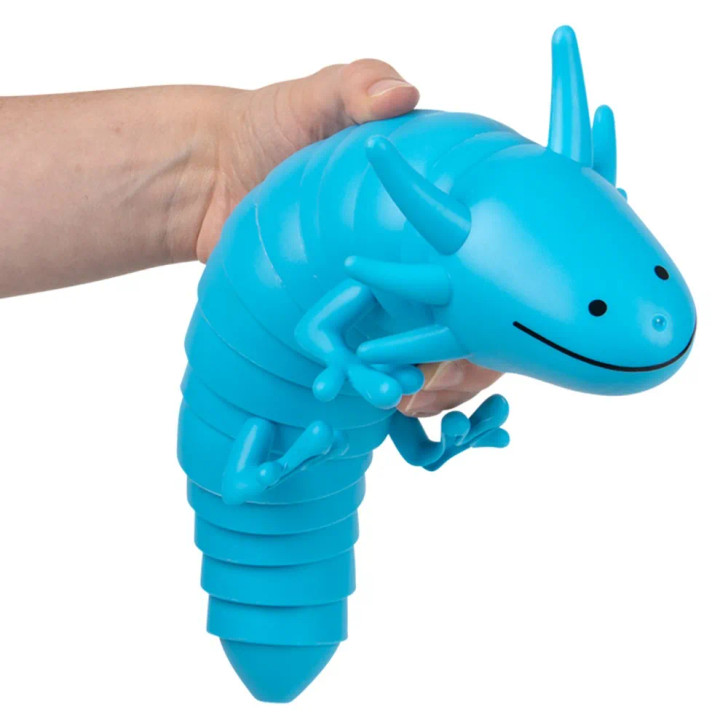 Jumbo wiggle fidget axolotl 12" 48 pcs bulk toy gifts 6 assorted colors blue held.