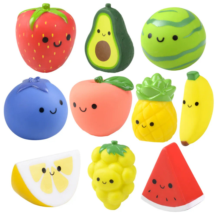 Rubber Fruit Collectible Toy Mix 2" Each