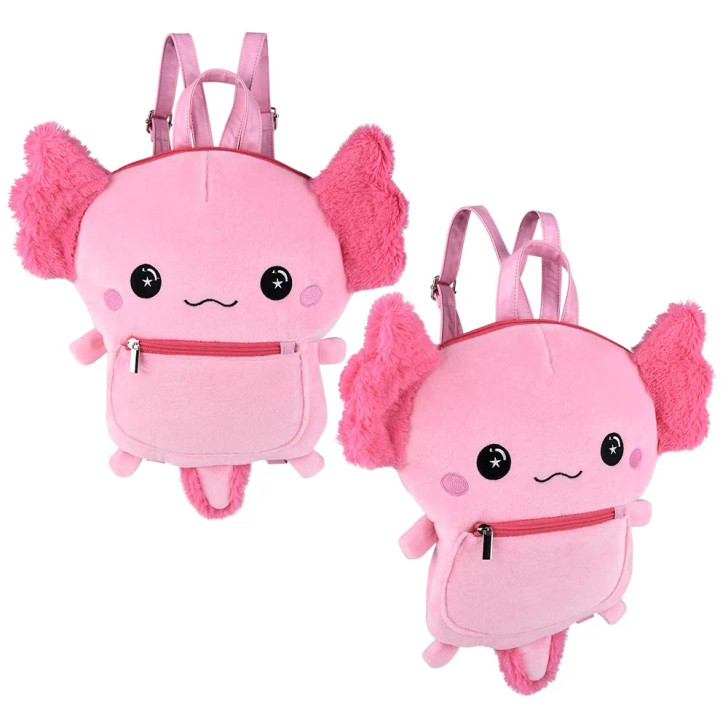 Axolotl Plush Mini Backpack 11.5" x 14" - 36 Pcs Bulk Toy Gifts