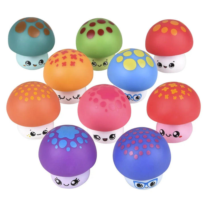 Rubber Mushroom Assortment 2" - 500 Pcs Bulk Assorted Toy Gifts