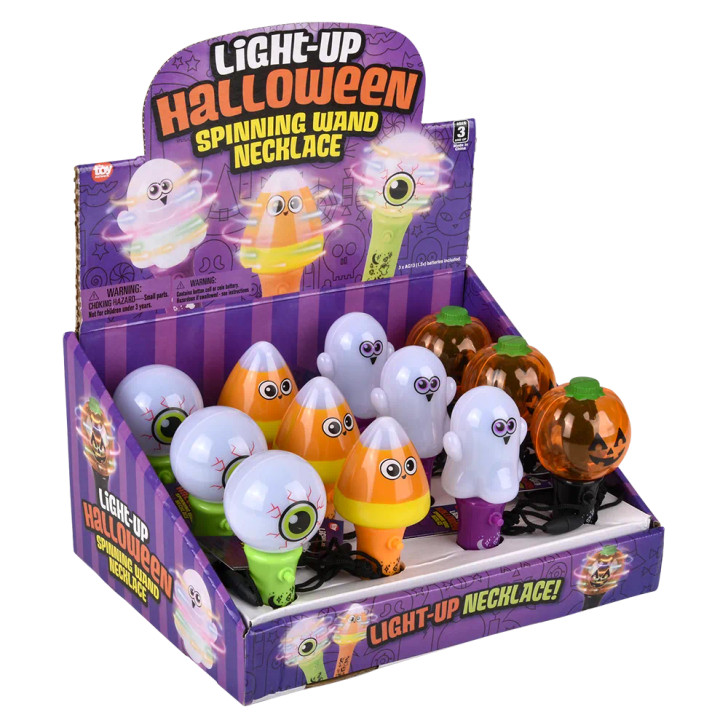 Halloween Mini Light-Up Spinning Wand Necklaces 4.5" Each