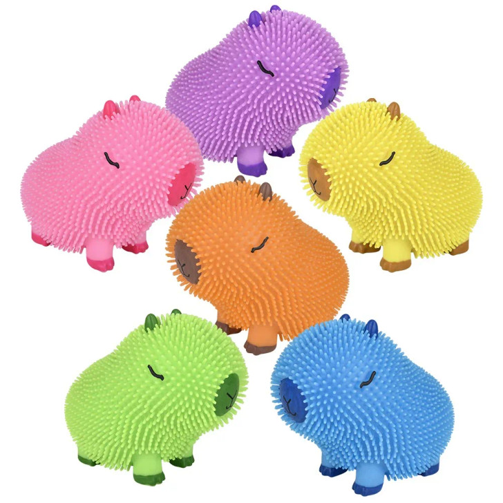 Capybara puffer assorted colors 6" 72 pcs bulk toy gifts 6 assorted colors.