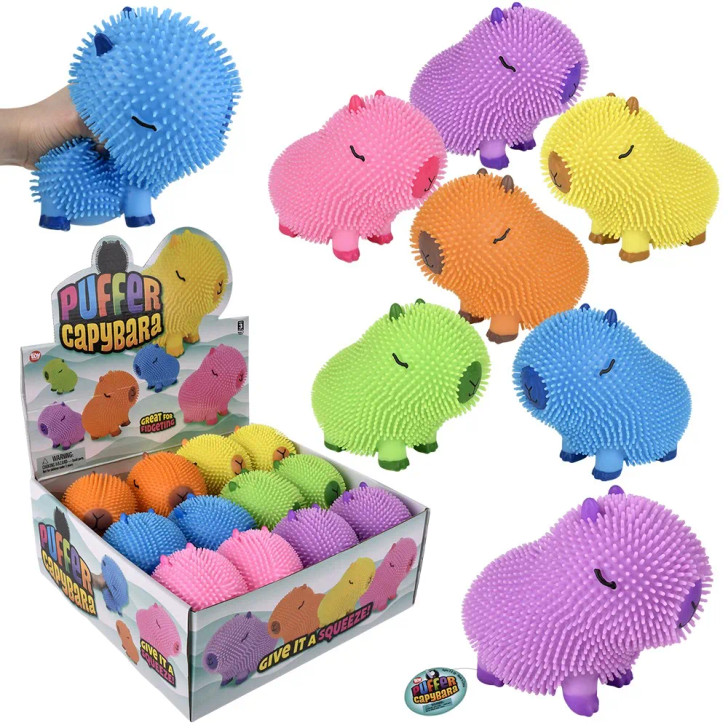 Capybara Puffer Assorted Colors 6" - 72 Pcs Bulk Toy Gifts