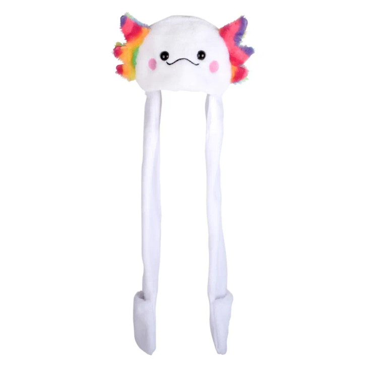 Axolotl Plush Hoodie Scarf Hat 35" White - 24 Pcs Bulk Toy Gifts