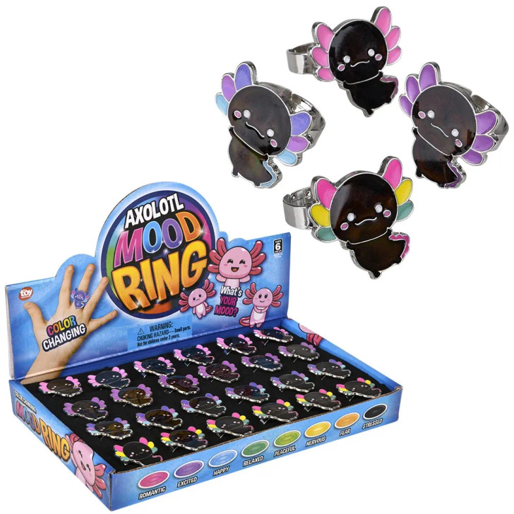 Axolotl Mood Ring 1" - 288 Pcs Bulk Toy Gifts