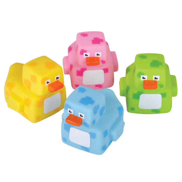 Rubber Duckies Pixelated – 576 Pieces Bulk, 2", 4 Gamer Colors