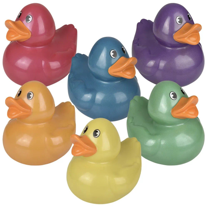 Rubber Duckies Metallic Jumbo – 36 Pieces Bulk, 6", 6 Shiny Colors
