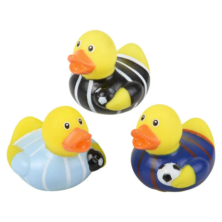 Rubber Duckies Soccer Theme – 576 Pieces Bulk, 2", 3 Soccer Styles