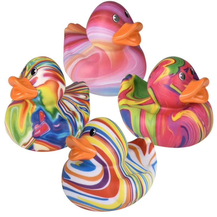 Rubber Duckies Swirl Jumbo – 48 Pieces Bulk, 6", 4 Swirl Styles