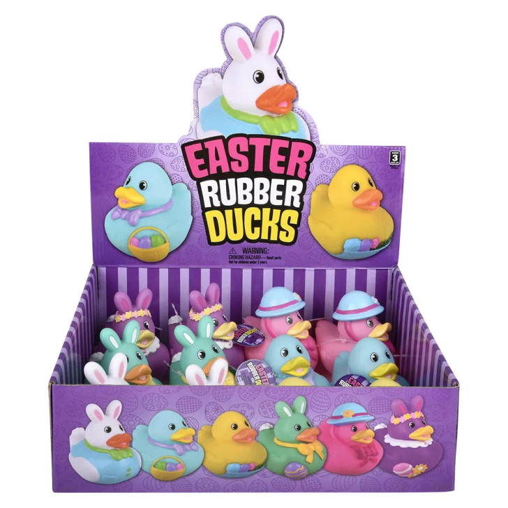 Rubber Duckies Easter Theme – 72 Pieces Bulk, 3.5", 6 Spring Styles
