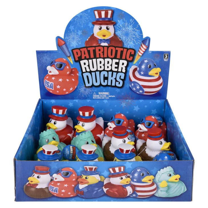 Rubber Duckies Patriotic Assortment – 72 Pieces Bulk, 3.5", 6 USA Styles