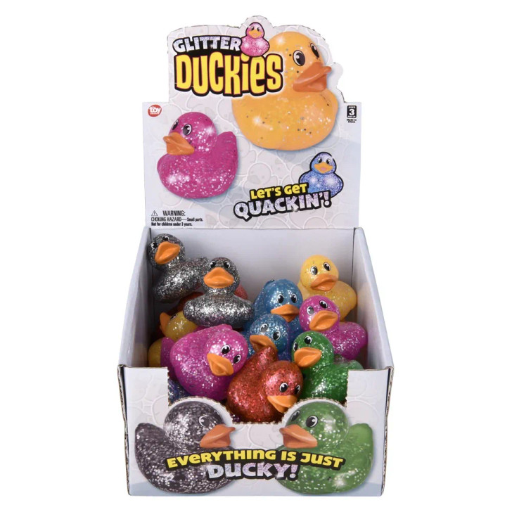 Rubber Duckies Sparkle – 288 Pieces Bulk, 2", 6 Glitter Colors