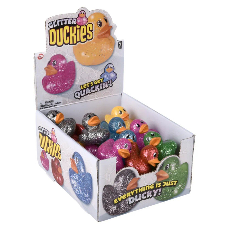 Rubber Duckies Sparkle – 288 Pieces Bulk, 2", 6 Glitter Colors